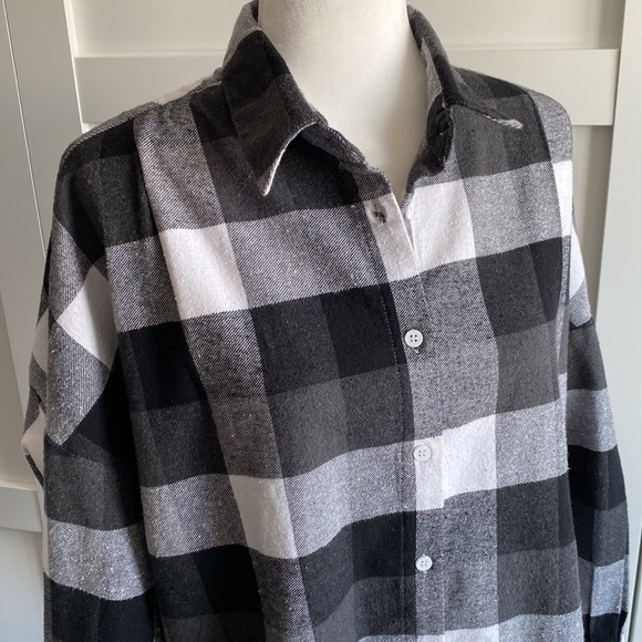 French Connection black and white gingham button up shirt - Picture 6 of 11